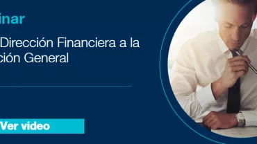 Anuncio de un webinar sobre gestión financiera a dirección general
