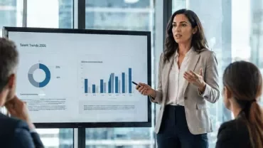 Profesionales analizando datos y tendencias del mercado laboral en entorno corporativo