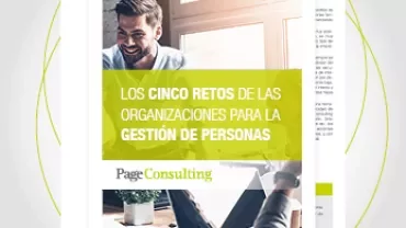 Folleto que aborda cinco retos en la gestión de personas por Page Consulting.