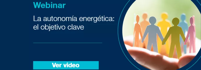 Webinar sobre autonomía energética con figuras de papel juntas.