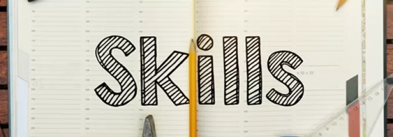 Agenda y herramientas con la palabra 'Skills'
