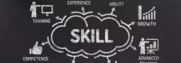 Diagrama que conecta 'Skill' con entrenamiento, experiencia, habilidad, crecimiento.
