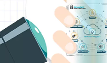 Ilustración de un teléfono mostrando una pantalla con gráficos de conectividad y un dispositivo al lado.
