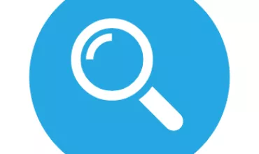 Icono de lupa en un círculo azul.