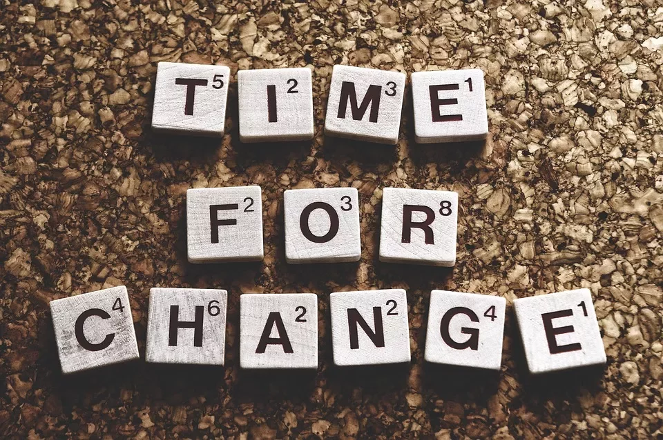 es una imágen decorativa con el texto "Time For Change" que significa "Tiempo Para Cambios"